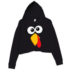 Turkey Face Thanksgiving Cute Chicken Face Crop Fleece Hoodie