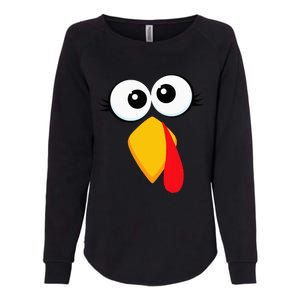 Turkey Face Thanksgiving Cute Chicken Face Womens California Wash Sweatshirt