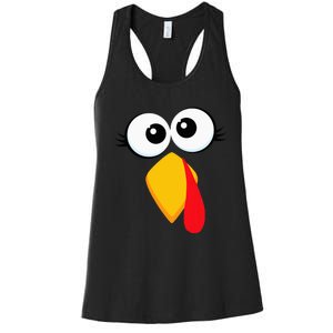 Turkey Face Thanksgiving Cute Chicken Face Women's Racerback Tank