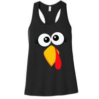 Turkey Face Thanksgiving Cute Chicken Face Women's Racerback Tank