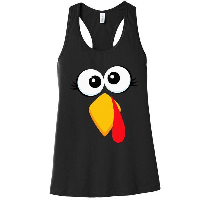 Turkey Face Thanksgiving Cute Chicken Face Women's Racerback Tank