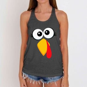 Turkey Face Thanksgiving Cute Chicken Face Women's Knotted Racerback Tank