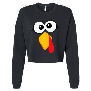 Turkey Face Thanksgiving Cute Chicken Face Cropped Pullover Crew