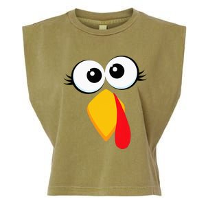 Turkey Face Thanksgiving Cute Chicken Face Garment-Dyed Women's Muscle Tee