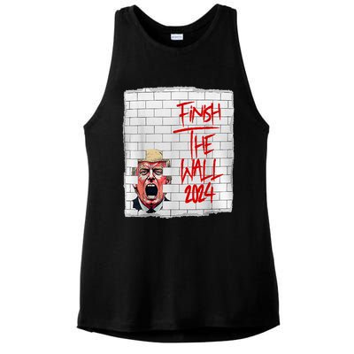 Trump Finish The Wall 2024 Ladies PosiCharge Tri-Blend Wicking Tank