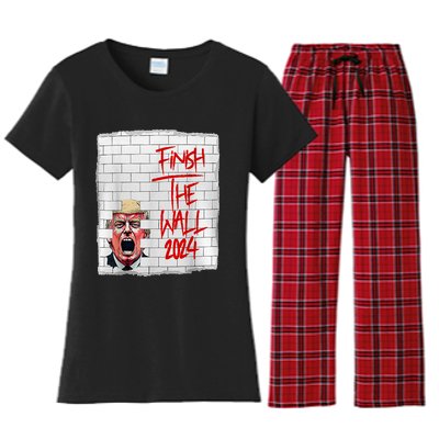 Trump Finish The Wall 2024 Women's Flannel Pajama Set