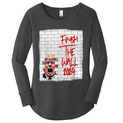 Trump Finish The Wall 2024 Women's Perfect Tri Tunic Long Sleeve Shirt