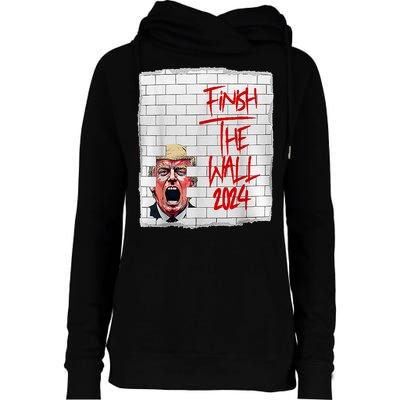 Trump Finish The Wall 2024 Womens Funnel Neck Pullover Hood