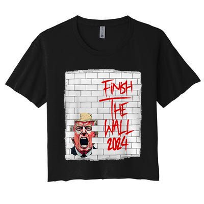 Trump Finish The Wall 2024 Women's Crop Top Tee