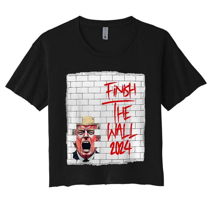 Trump Finish The Wall 2024 Women's Crop Top Tee