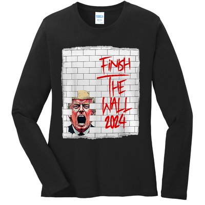 Trump Finish The Wall 2024 Ladies Long Sleeve Shirt