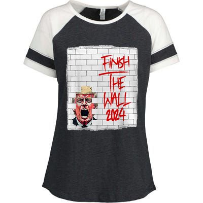 Trump Finish The Wall 2024 Enza Ladies Jersey Colorblock Tee