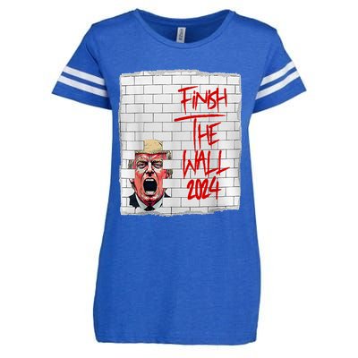 Trump Finish The Wall 2024 Enza Ladies Jersey Football T-Shirt