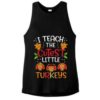 Thanksgiving For Teachers I Teach The Cutest Little Turkeys Ladies PosiCharge Tri-Blend Wicking Tank