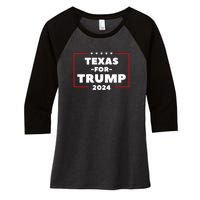 Texas For Trump 2024 Women's Tri-Blend 3/4-Sleeve Raglan Shirt