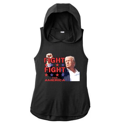 Trump Fight Trump Shooting Fight Trump Attempted Assassination Ladies PosiCharge Tri-Blend Wicking Draft Hoodie Tank