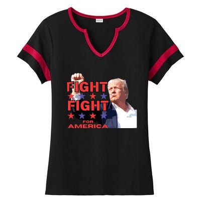 Trump Fight Trump Shooting Fight Trump Attempted Assassination Ladies Halftime Notch Neck Tee