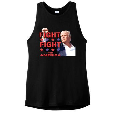 Trump Fight Trump Shooting Fight Trump Attempted Assassination Ladies PosiCharge Tri-Blend Wicking Tank