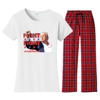 Trump Fight Trump Shooting Fight Trump Attempted Assassination Women's Flannel Pajama Set