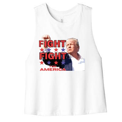 Trump Fight Trump Shooting Fight Trump Attempted Assassination Women's Racerback Cropped Tank