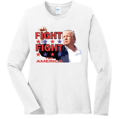 Trump Fight Trump Shooting Fight Trump Attempted Assassination Ladies Long Sleeve Shirt