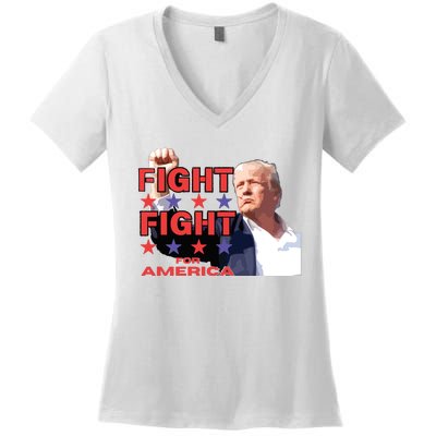 Trump Fight Trump Shooting Fight Trump Attempted Assassination Women's V-Neck T-Shirt