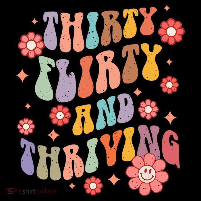 Thirty Flirty & Thriving Groovy 30th Birthday Retro 30 Years Flatbill Hat