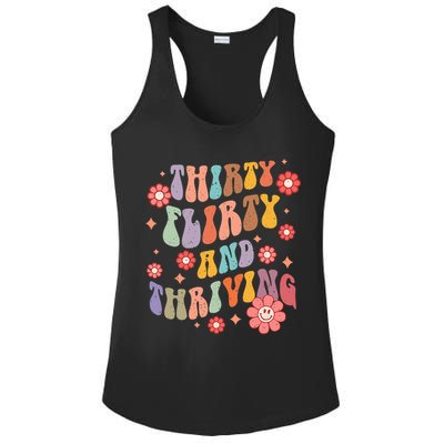 Thirty Flirty & Thriving Groovy 30th Birthday Retro 30 Years Ladies PosiCharge Competitor Racerback Tank