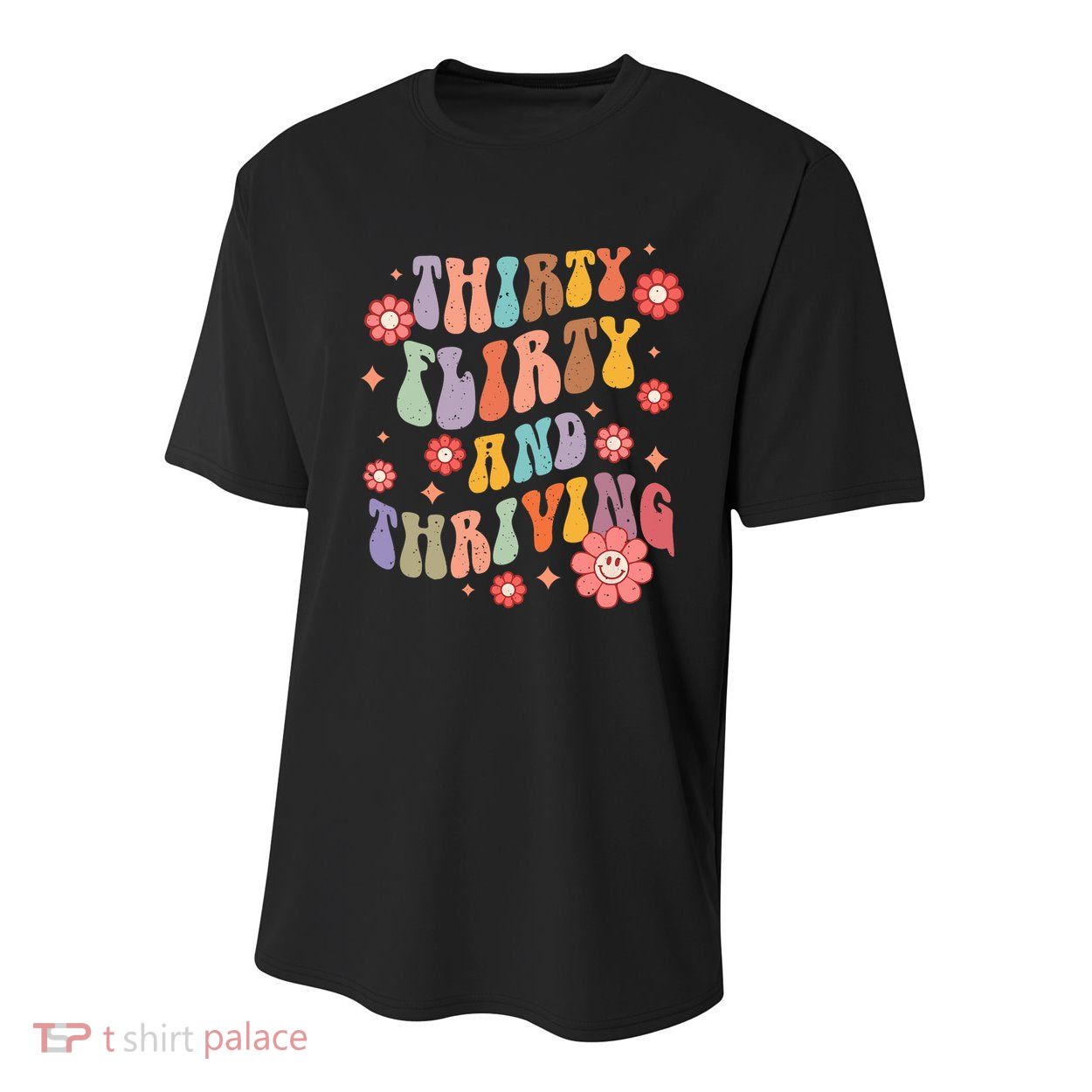 Thirty Flirty & Thriving Groovy 30th Birthday Retro 30 Years Youth Performance Sprint T-Shirt