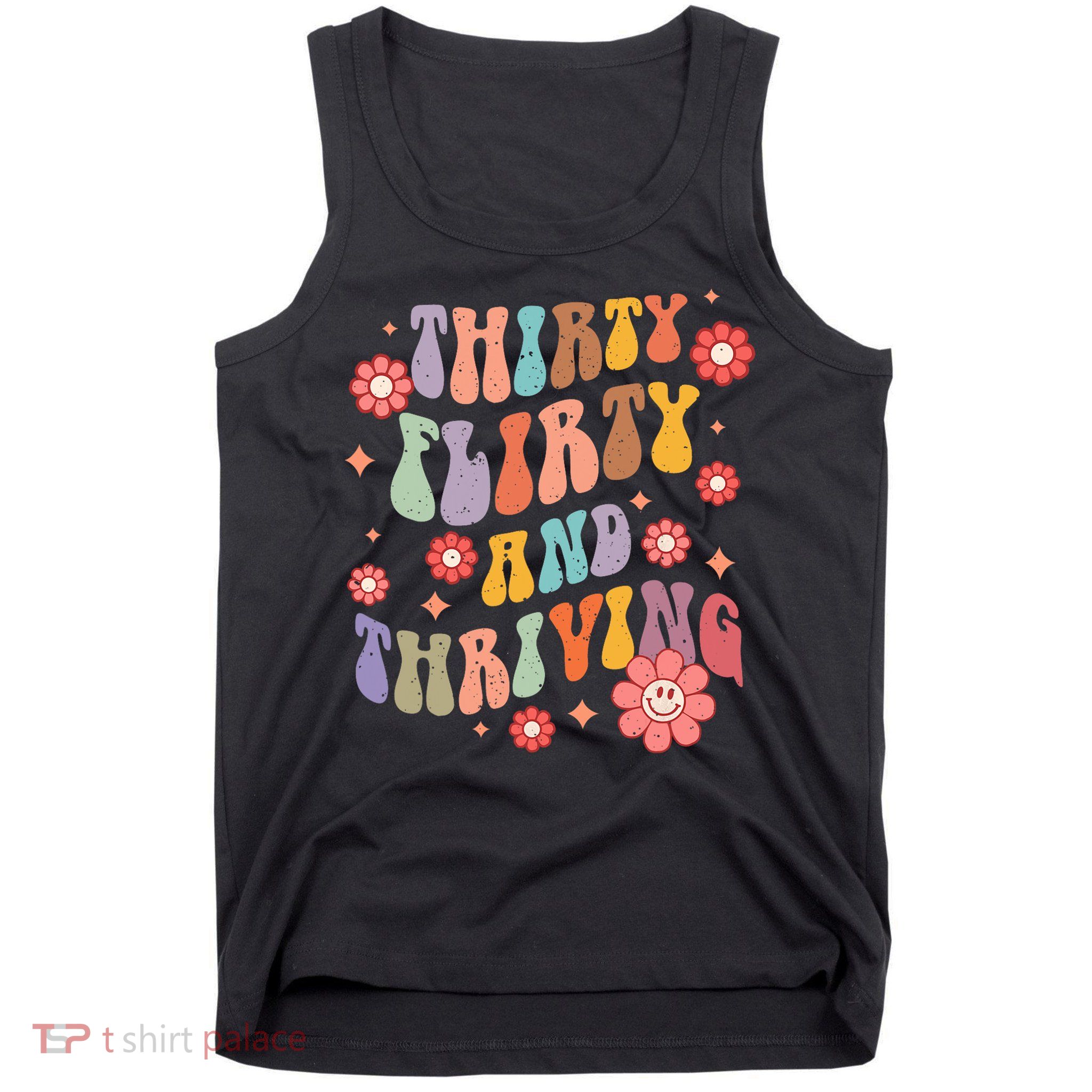 Thirty Flirty & Thriving Groovy 30th Birthday Retro 30 Years Tank Top