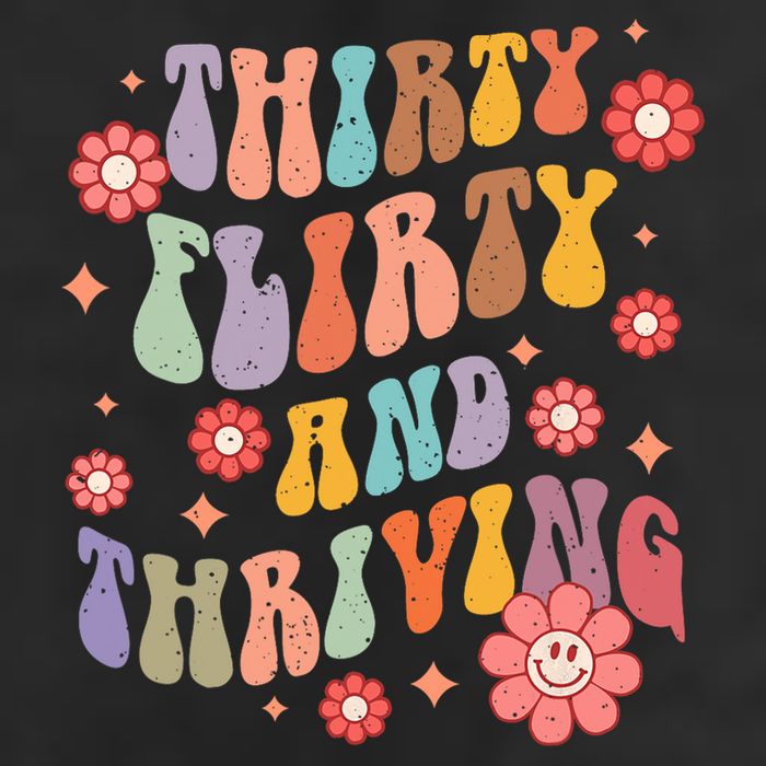 Thirty Flirty & Thriving Groovy 30th Birthday Retro 30 Years Golf Towel