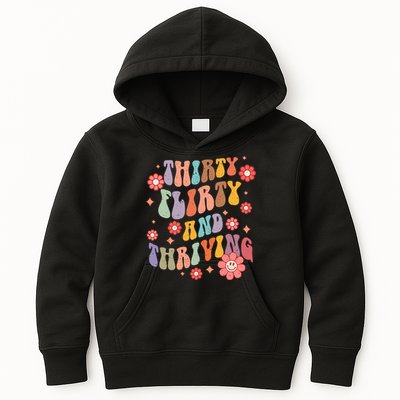 Thirty Flirty & Thriving Groovy 30th Birthday Retro 30 Years Kids Hoodie