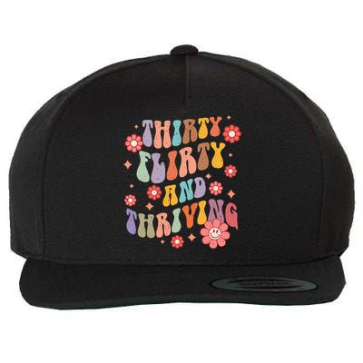 Thirty Flirty & Thriving Groovy 30th Birthday Retro 30 Years Wool Snapback Cap