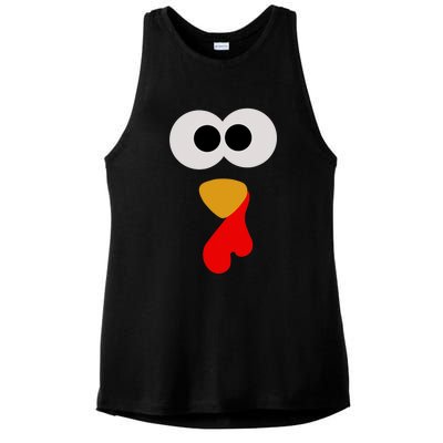 Turkey Face Thanksgiving Matching Family Costume Autumn Ladies PosiCharge Tri-Blend Wicking Tank