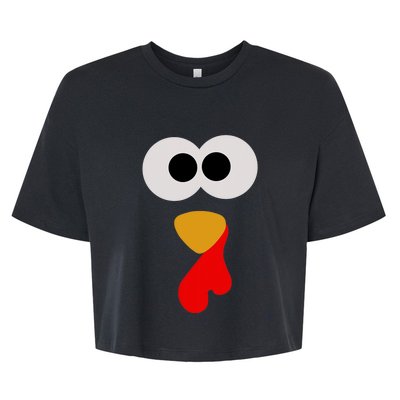 Turkey Face Thanksgiving Matching Family Costume Autumn Bella+Canvas Jersey Crop Tee