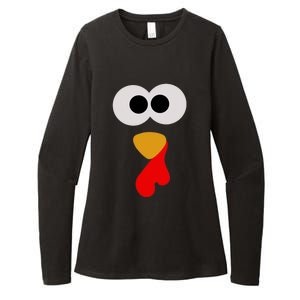 Turkey Face Thanksgiving Matching Family Costume Autumn Womens CVC Long Sleeve Shirt