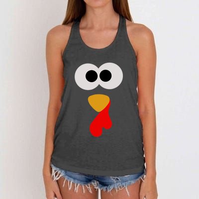 Turkey Face Thanksgiving Matching Family Costume Autumn Women's Knotted Racerback Tank