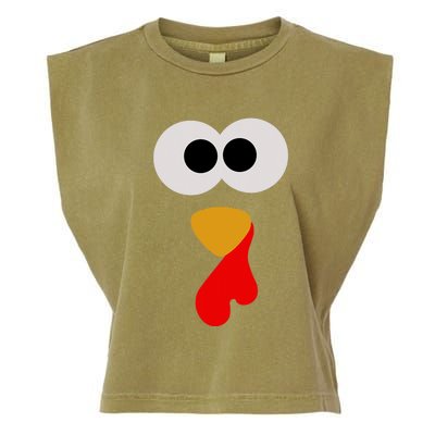 Turkey Face Thanksgiving Matching Family Costume Autumn Garment-Dyed Women's Muscle Tee