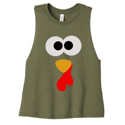 Turkey Face Thanksgiving Matching Family Costume Autumn Women's Racerback Cropped Tank