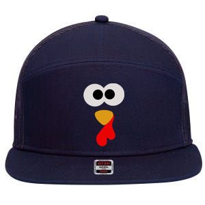 Turkey Face Thanksgiving Matching Family Costume Autumn 7 Panel Mesh Trucker Snapback Hat