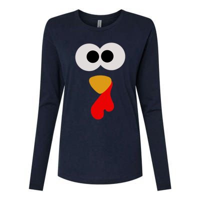 Turkey Face Thanksgiving Matching Family Costume Autumn Womens Cotton Relaxed Long Sleeve T-Shirt