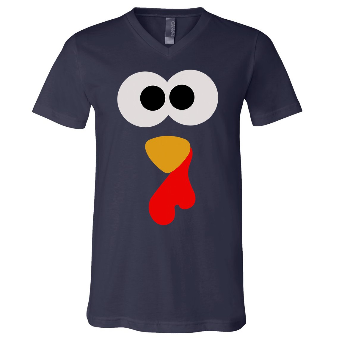 Turkey Face Thanksgiving Matching Family Costume Autumn V-Neck T-Shirt