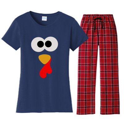 Turkey Face Thanksgiving Matching Family Costume Autumn Women's Flannel Pajama Set