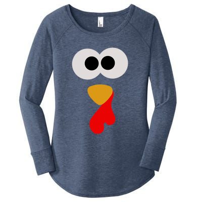 Turkey Face Thanksgiving Matching Family Costume Autumn Women's Perfect Tri Tunic Long Sleeve Shirt