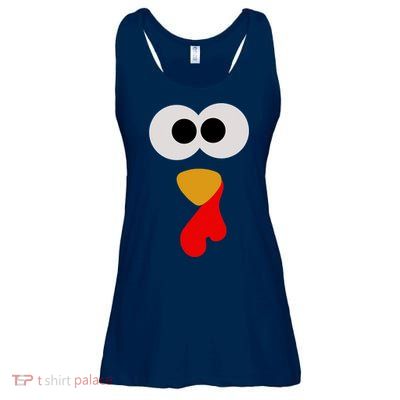 Turkey Face Thanksgiving Matching Family Costume Autumn Ladies Essential Flowy Tank