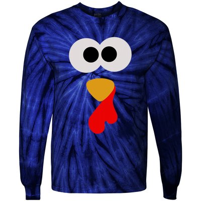 Turkey Face Thanksgiving Matching Family Costume Autumn Tie-Dye Long Sleeve Shirt