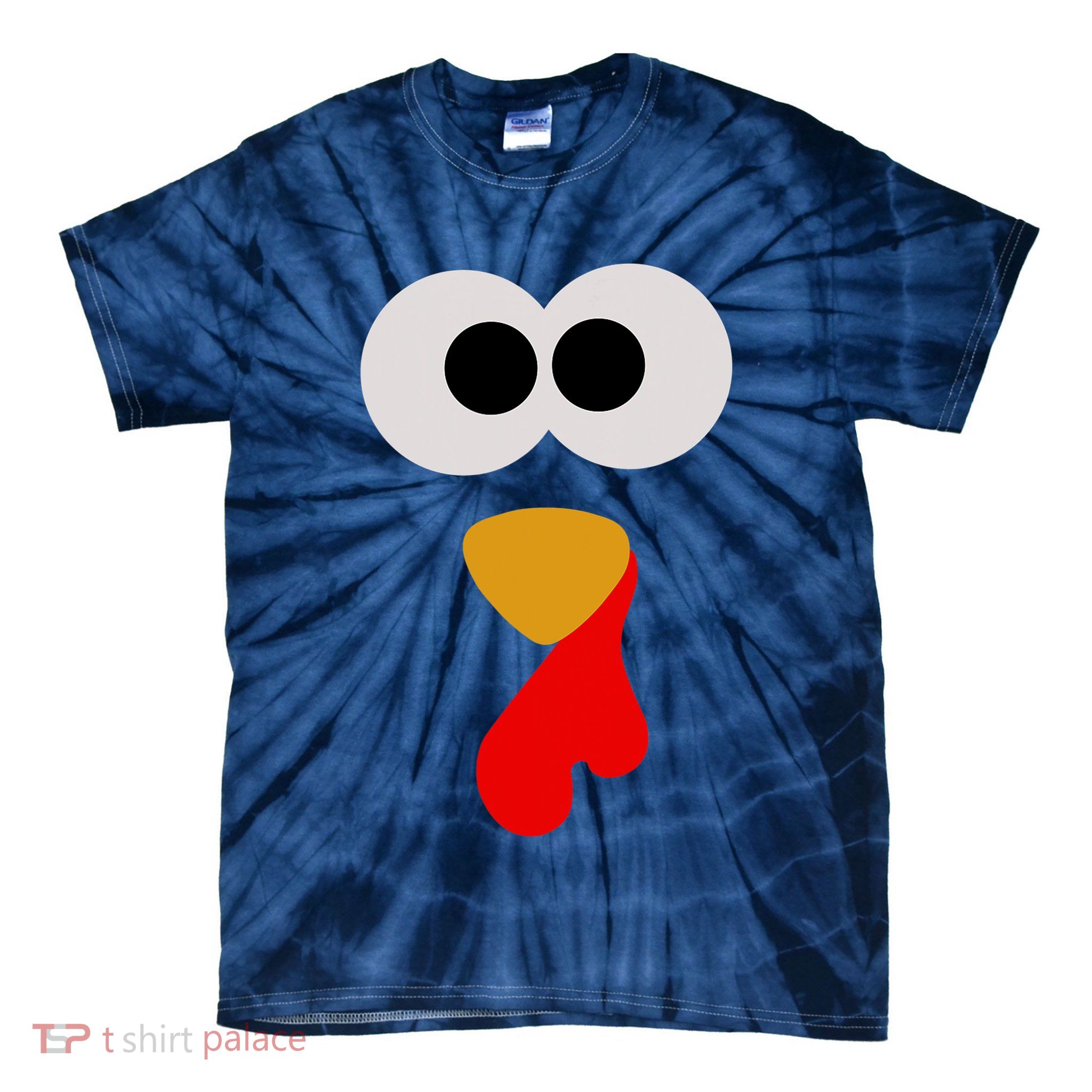 Turkey Face Thanksgiving Matching Family Costume Autumn Tie-Dye T-Shirt