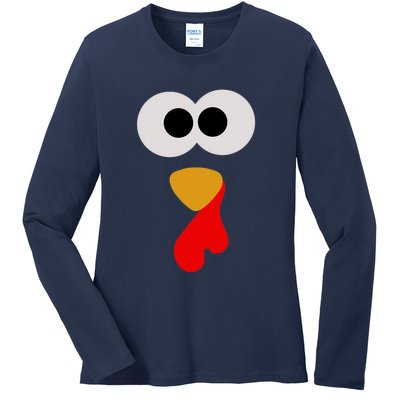 Turkey Face Thanksgiving Matching Family Costume Autumn Ladies Long Sleeve Shirt