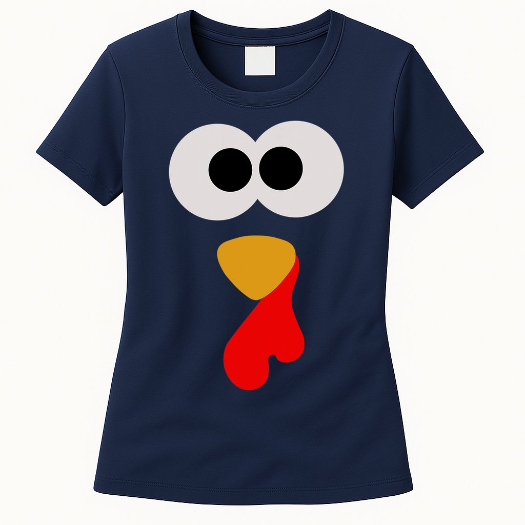 Turkey Face Thanksgiving Matching Family Costume Autumn Womens T-Shirt