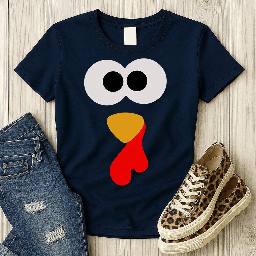 Turkey Face Thanksgiving Matching Family Costume Autumn Womens T-Shirt